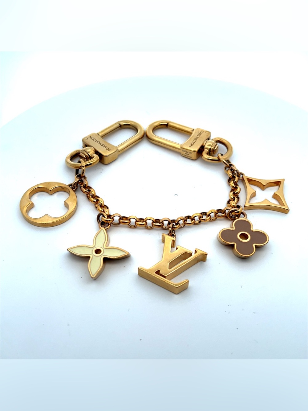 Authentic Louis Vuitton Bag Charm Chain Fleur de Monogram M01413 Bag Charm